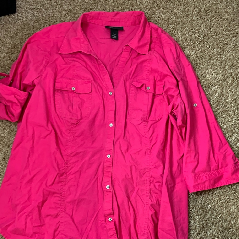 Lane Bryant Collard Button Down Stretch Top
